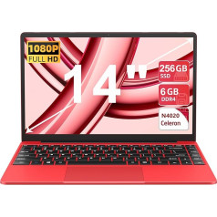 AOCWEI Nešiojamasis kompiuteris 14 colių Celeron N4020 iki 2,8 GHz, nešiojamieji kompiuteriai Win 11 Con 5G WiFi 6+256GB SSD išplėtimas 1TB, BT 4.2 1920 x 1080 FHD mini multimedijos jungtis, nešiojamasis kompiuteris su vokiška klaviatūros plėvele