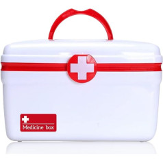 XiXiRan Medicinos dėžutė, namų medicinos kabinetas, nešiojamasis medicinos dėklas, pirmosios pagalbos dėžutė, daugiafunkcinis medicinos kabinetas, dvigubo sluoksnio medicinos kabinetas, pirmosios pagalbos dėžutė vaistų laikymo dėžutei