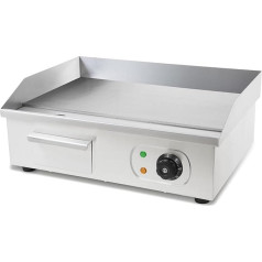 Vertes Griddle Plate Plancha Grill Electric 3000 W Nerūdijantis plienas (Grilio paviršius lygus 55 x 35 cm, termostatas, temperatūra 50-300 °C, apsauga nuo purslų ir karščio, surinkimo talpa, neslystanti guma)