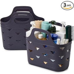 EZOWARE 3 plastikinių krepšių rinkinys su rankena, 7 l talpos lanksčios talpyklos, skirtos namams, maisto prekių parduotuvei, paplūdimiui, vaikų kambariui, vonios kambariui - pilka