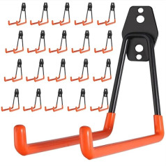 MYOYAY 20 Pack Garažo kabliai Heavy Duty Plieniniai garažo saugojimo kabliai Dvigubi sieniniai kabliai su varžtais Įrankių kabykla garažo furgono įrankių sienai dirbtuvių saugojimui