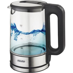MS 1301 juodas 1,7 l stiklinis virdulys su temperatūros reguliatoriumi