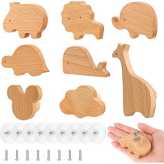 WuGU Schrankknöpfe Holz, 8 Stück Tierform Möbelknöpfe, Schubladenknöpfe für Dekoration, Knauf für Schrank, Holzknöpfe fur Kinderzimmer, Türknöpfe für Kinder, Möbelknöpfe für Schubladen, Kommode