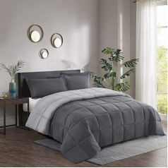 HIG 3 dalių antklodė 100 % pūkų alternatyva Karaliaus dydis 230x220 cm Kasetės dėžutės konstrukcija Kampiniai antklodės skirtukai kieti su 2 pagalvių užvalkalais Hipoalerginė ir kvėpuojanti