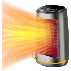 Ventiliatorinis šildytuvas, energiją taupantis, tylus, elektrinis šildytuvas, 1500 W PTC keraminis šildytuvas su 3 režimais, 70° osciliacijos šildytuvas, elektrinis šildytuvas biurui, miegamajam, patalpoms, apsauga nuo perkaitimo ir pakreipimo