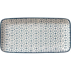 Bloomingville Kristina Retro serviravimo lėkštė Kvadratinė Vintage stačiakampė L 31 x H 3 x W 15,5 cm Mėlyna keramika