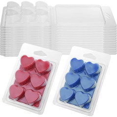 MILIVIXAY Vaško lydalo talpyklos 6 ertmės Skaidrios tuščios plastikinės formos 100 pakuočių Širdies formos kriauklių kriauklės, skirtos vaško pyragams gaminti