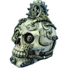 Puckator Steampunk stiliaus kaukolė su krumpliaračiais ir plunksnomis - namų dekoracija - Steampunk kaukolė - papuošalai - derva - namų aksesuarai - svetainės aksesuarai - žmogaus skeletas - gotiškos dovanos