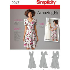 Simplicity Simplcity 2247 Damen & Plus Size Amazing Fit Kleider, Popierius, weiß, BB (20W-28W)