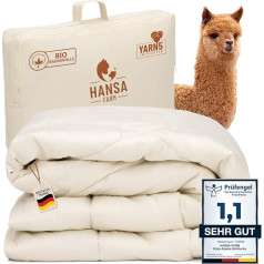 HANSA-FARM Kūdikių alpakos ekologiška antklodė 135 x 200 cm (užpildas 1400 g) - šilta, idealiai tinkanti žiemai - kvėpuojanti ir reguliuojanti temperatūrą