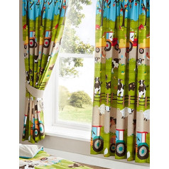 Kids Club Farmyard Animal komplett gefüttert Paar Vorhänge 167,6 x 182,9 cm 183 cm Schlafzimmer Kuh Traktor