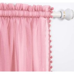 Elegant Comfort pusiau skaidrios Pom Pom Tassel užuolaidos - 2 dalių rinkinys - su 2 colių kišenine kišenėle - tvirtos užuolaidos gyvenamajam kambariui ir miegamajam (W 40 x L 84, Dusty Rose)