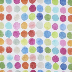 Kt KILOtela - Skaitmeninis spausdintos užuolaidų audinys 20 % lino 80 % poliesterio 100 cm ilgio x 300 cm aukščio Polka Dot Multi Colour 1 metras