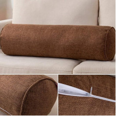 Ritininė pagalvė Bolster Memory Foam Long Cylindrical Pillow Linen 15x40cm for Lower Back Knee Neck Support Pillow with Removable Washable Cover (Coffee)