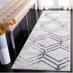 SAFAVIEH Geometrisch Teppich für Wohnzimmer, Esszimmer, Schlafzimmer - Adirondack Collection, Kurzer Flor, Elfenbein und Grau, 80 X 180 cm