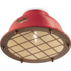 Licht-Erlebnisse lubų šviesos keramikos metalo E27 skersmuo 35 cm Raudona Shabby Antikvariniai rūdžių rudos spalvos rankų darbo derliaus Vintage Premium lubų šviesos gyvenamasis kambarys virtuvė prieškambario apšvietimas vonios kambarys