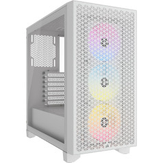 CORSAIR 3000D RGB Airflow Mid-Tower kompiuterio korpusas - 3 x AR120 RGB ventiliatoriai - Trijų lizdų GPU palaikymas - Tinka iki 8 x 120 mm ventiliatorių - Didelio oro srauto dizainas - Baltas
