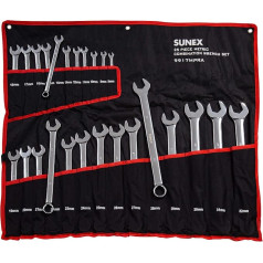 Sunex Tools 9917MPRA Ringmaulschlüsselsatz, metrinis, V formos veržlė, 8 mm - 32 mm, pilnai poliruotas, 25-teilig (kartu su Rollkoffer)