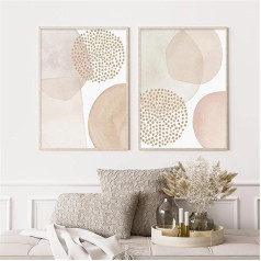 Sarah Duke Abstraktus plakatų rinkinys, smėlio spalvos geometrijos paveikslai ant drobės, be rėmelio, paveikslai ant sienos, Boho sienų apdaila miegamajam ir svetainei (50 x 70 cm)