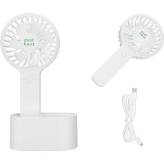 Minthouz rankinis ventiliatorius, 90° automatinis stalinis ventiliatorius, 3 lygių reguliuojamas nešiojamasis ventiliatorius su 2000 mAh įmontuota baterija, mini USB ventiliatorius biurui, namams ir lauke