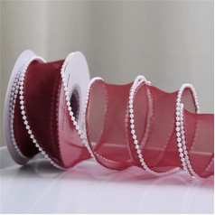 Whakano 1 ritinėlis Organza Pearl juostelė Skaidri šifono juostelė Organza juostelė Dekoratyvinė juostelė vestuvių gimtadienio Kalėdų amatų tortas Dovanų pakavimas 4,5 m x 4 cm Raudonasis vynas
