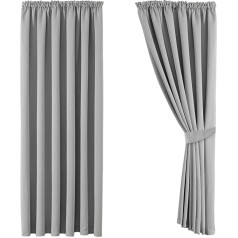 Aspire Homeware užuolaidos, 90 x 90 colių, pieštuko klostė, šviesiai pilka, užuolaidos miegamajam, termoizoliacinės, itin minkšta juosta viršuje, užuolaidos su užrišimo atlošais, pora panelių