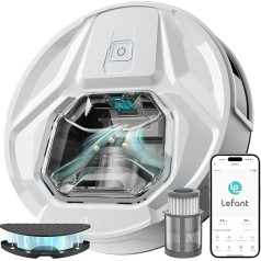 LEFANT M320 dulkių siurblys-robotas, 6000Pa dulkių siurblys-robotas su tikslia dulkių šalinimo navigacija, matoma 800ML dulkių talpykla, 210 min., WLAN / programėlė, idealiai tinka naminių gyvūnėlių plaukams, kilimams