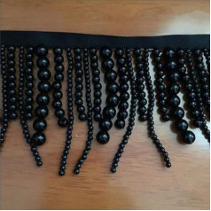 Yulakes 3 pėdų baltos juodos spalvos ilgas karoliukų kutais karoliukai nėrinių apdaila karoliukai pakabukas Tassels suknelė Tassel kutais kutais nėrinių apdaila apdaila batai ornamentai kabantys karoliukai užuolaidų siuvimas (juoda)