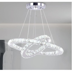 Finktonglan Modernus LED Crystal liustra lubų šviesos reguliuojamas žiedas liustra 30 x 50 cm nerūdijančio plieno pakabukas šviesos žibintai valgomasis kambarys gyvenamasis kambarys (Cool White)