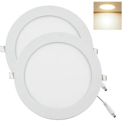 YULIN SUN® LED šviestuvas 15 W 1350 lm × 2 vnt., įleidžiamas prožektorius, apvalus, lubų šviestuvas, šiltai baltas, 3000 K, skersmuo: 190 mm, su tvarkykle