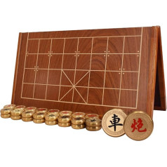 Kinų žalvario šachmatų žaidimas su dovanų dėžute, sulankstoma šachmatų lenta, retro strateginiai stalo žaidimai, tradiciniai kelionių žaidimai, Xiangqi 2 žaidėjams (4 cm/1,6 colio)