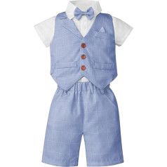 inhzoy Toddler Baby Boys Gentleman Suit Coat Bow Tie liemenė marškiniai kelnės 3 dalių apranga Krikštynos Šventinis gimtadienis Vestuvės