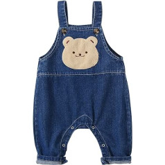 Happy Cherry Unisex Baby Denim Dungarees Boys Girls Jeans Kombinezonas su petnešomis Minkštas džinsinis Romper Classic Blue Jeans Dungarees Dydis 74-120
