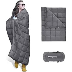 KingCamp Unisex suaugusiųjų miegmaišis stovyklavimo antklodė, 165,1 x 124,5 cm, antracitas, nešiojamas dydis