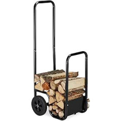 Relaxdays 80% juodo plieno malkų vežimėlis su 2 ratais, malkų transportavimas ir sandėliavimas, iki 40 kg, juodas