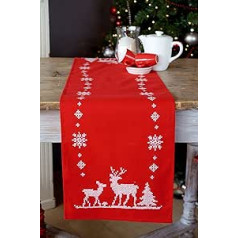 Vervaco siuvinėjimo rinkinys: bėgikas: Kalėdų elnias, COTTON NA, 30 x 105 cm