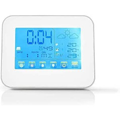 NEDIS - Wetterstation - Drahtloser jutiklis - Wecker - Wettervorhersage Innen- und Außen - Schlank ir Elegant - 2 x AA-baterija - 433-MHz dažnio signalas - Mitgelieferten 230-V adapteris - Weiß