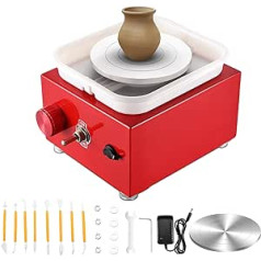 Kotsy elektrinis keramikos ratas, mini elektrinis keramikos ratas, 6,5/10 cm patefonas, 2000 RPM reguliuojamas greitis, keramikos rinkinys pradedantiesiems ir vaikams, amatai, liejimas, dovana, pasidaryk pats (raudona)