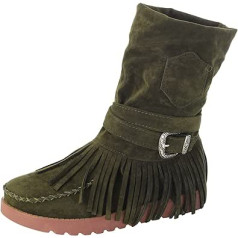 BIISDOST Damen Stiefeletten kulkšnies batai Fransen Retro-Stil Quaste Kurze Stiefel Worker Boots Plateau Schuhe mit Quaste Römische Schuhe Winterstiefel Freizeitschuhe Stiefeletten Cowboy Bootie