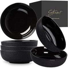 Steinzeit dizaino dubuo (6 x 750 ml, juodas) - Sriubos dubenys ypač dideli - Sriubos dubuo Saugus plauti indaplovėje - Dubuo - Grūdų dubuo - Keraminis salotų dubuo - Didelis dribsnių dubuo