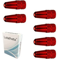 Lotatheta 6 vnt. kalnų dviračio Presta padangų vožtuvų dangteliai metaliniai anoduoti frezuoti aliuminio lydiniai prancūziško stiliaus raudoni
