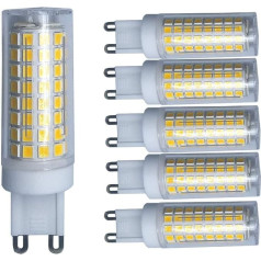 Dimeruojama G9 LED kukurūzų lempa Šiltai balta lygiavertė 50 W halogeninė lemputė 500 lm 220 V derliaus kukurūzų orkaitės lemputė, skirta sieniniam šviestuvui, lubų šviestuvui, liustra, namų šviesa, 6 vnt. pakuotė