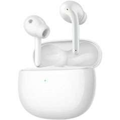 „Xiaomi Buds 3“ „Bluetooth“ į ausis įdedamos ausinės (aktyvus triukšmo slopinimas, skaidrumo režimas, aukščiausios kokybės „Hi-Fi“ garsas, iki 32 valandų baterijos veikimo laikas su belaidžio įkrovimo dėklu, IP55) Baltos