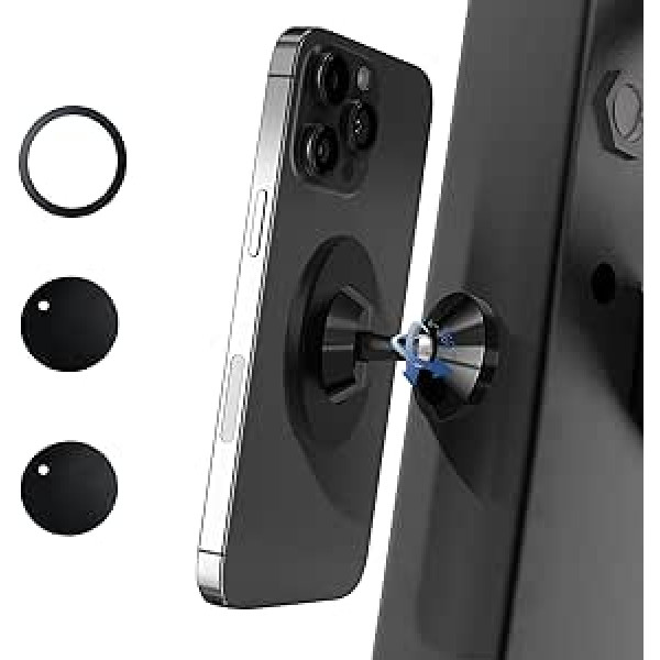 MeYuxg patobulintas magnetinis mobiliojo telefono laikiklis sporto salei / automobiliui, dvigubas magnetas su stipriu magnetu, suderinamas su Mag-Safe vaizdo įrašams ir asmenukėms – juodas