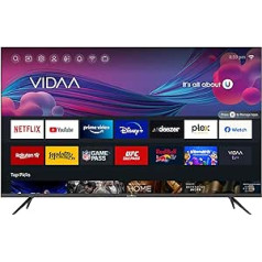 SMART TECH 4K-UHD LED 43 colių (109 cm) VIDAA Smart TV 43UV10V1, keturių branduolių, 1,5G/4G, DVB-T2/C/S2, WIFI-2T2R, H.265, Dolby Audio, 3xHDMI, 2xUSB, Netflix/ „YouTube“, „Premium Video“ / „Google Assistant“, juoda