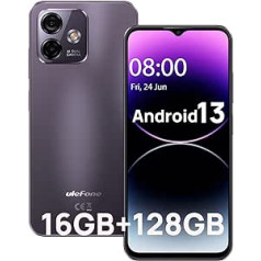 „Ulefone Note 16 Pro“ mobilusis telefonas be sutarties, 16 GB + 128 GB Android 13 išmanusis telefonas 4400 mAh su 50 MP kamera 6,52 colio HD+ 5 GHz WiFi Dvi SIM / veido ID / 4G / GPS / OTG / 2 metų garantija Violetinė