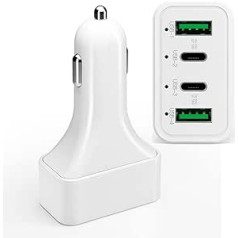LOKEKE USB C automobilinis įkroviklis, 40 W 4 prievadų USB cigarečių degiklio įkroviklio adapterio lizdas su PD greituoju įkrovikliu ir QC 3.0 automobiliui, mobiliesiems telefonams, planšetiniams kompiuteriams, fotoaparatams