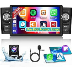 2G 64G Android 13 automobilinis radijas, skirtas Fiat Punto 2005-2009 Line 2007-2011 Wireless Carplay Android Car 2Din 7 colių jutiklinio ekrano automobilinis radijas su navigacija Bluetooth laisvų rankų komplektu WiFi RDS FM atbulinės eigos kamera