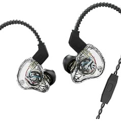 keephifi KBear KS1 muzikantų ausinės su mikrofonu ausų monitoriuose Kbear Earbuds Dvigubo magnetinio apskritimo dinaminės ausinės Ausinės, skirtos bėgimo treniruotėms važinėti (skaidrios, su mikrofonu)