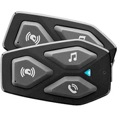 INTERPHONE UCOM3 Twin Pack Bluetooth 5.1 Motociklo šalmas Intercom 32mm ausinės Motociklo naudojimo atstumas 500m Autonomija 10 valandų Muzika GPS Atsparus vandeniui IP67